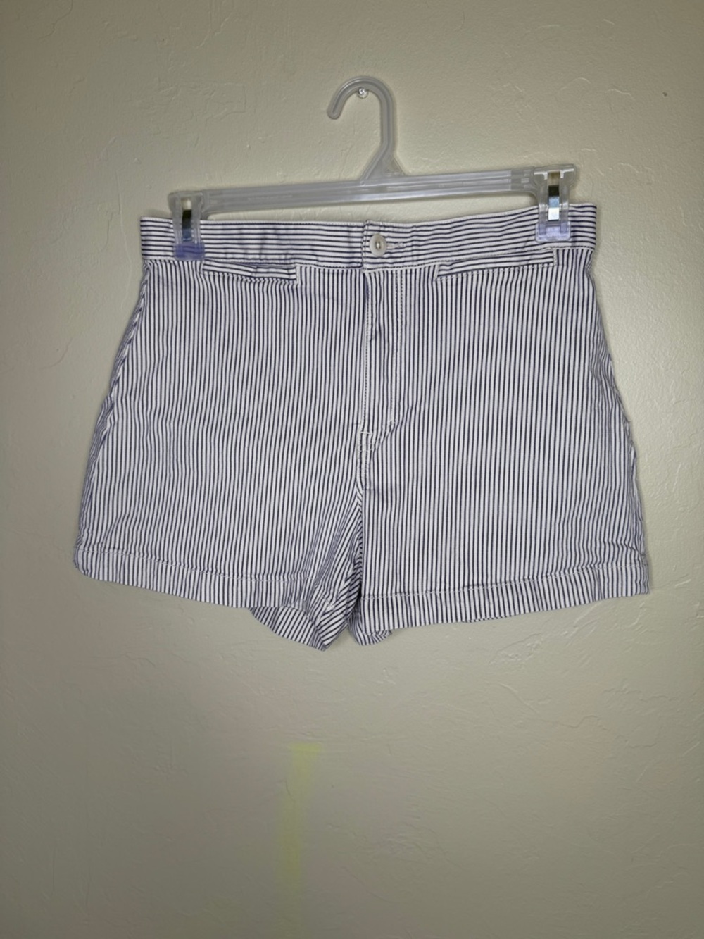 Madewell The Emmett High Waist Striped Women's Shorts - Navy/White - Picture 2 of 8